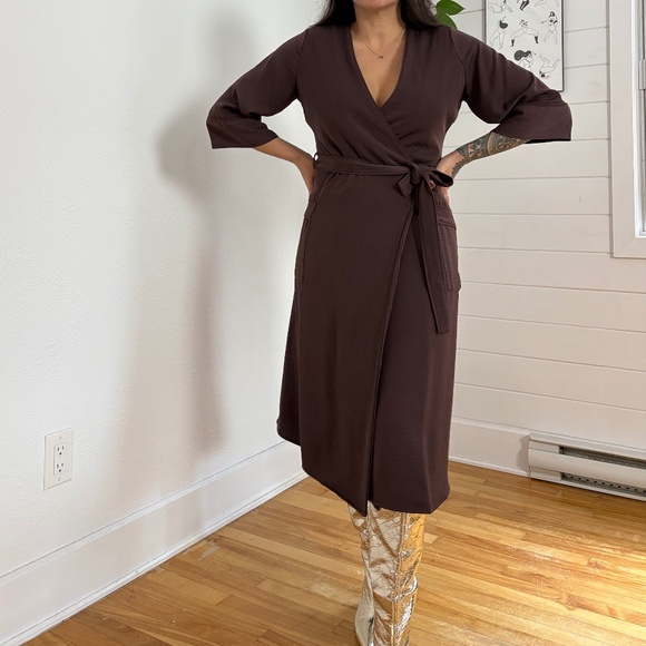 Frank & oak brown wrap dress - Picture 2 of 6